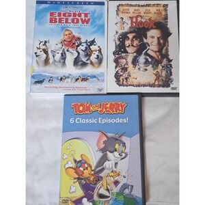 Eight Below Disney, Hook Robin Williams, Tom & Jerry DVD Lot 3 Movies